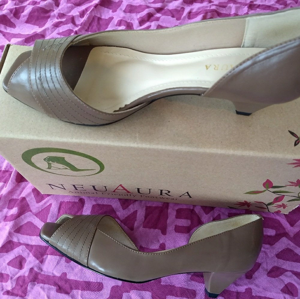 Neuaura Tan Vegan Pleather Heels, Artisan-Made